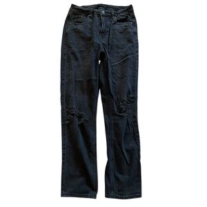 American Eagle Mom Straight Black Distressed Women Jeans size 4
